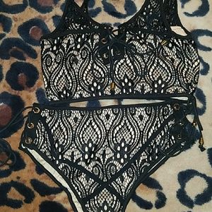 Black High-Waisted Lace Bathing Suit- BRAND NEW